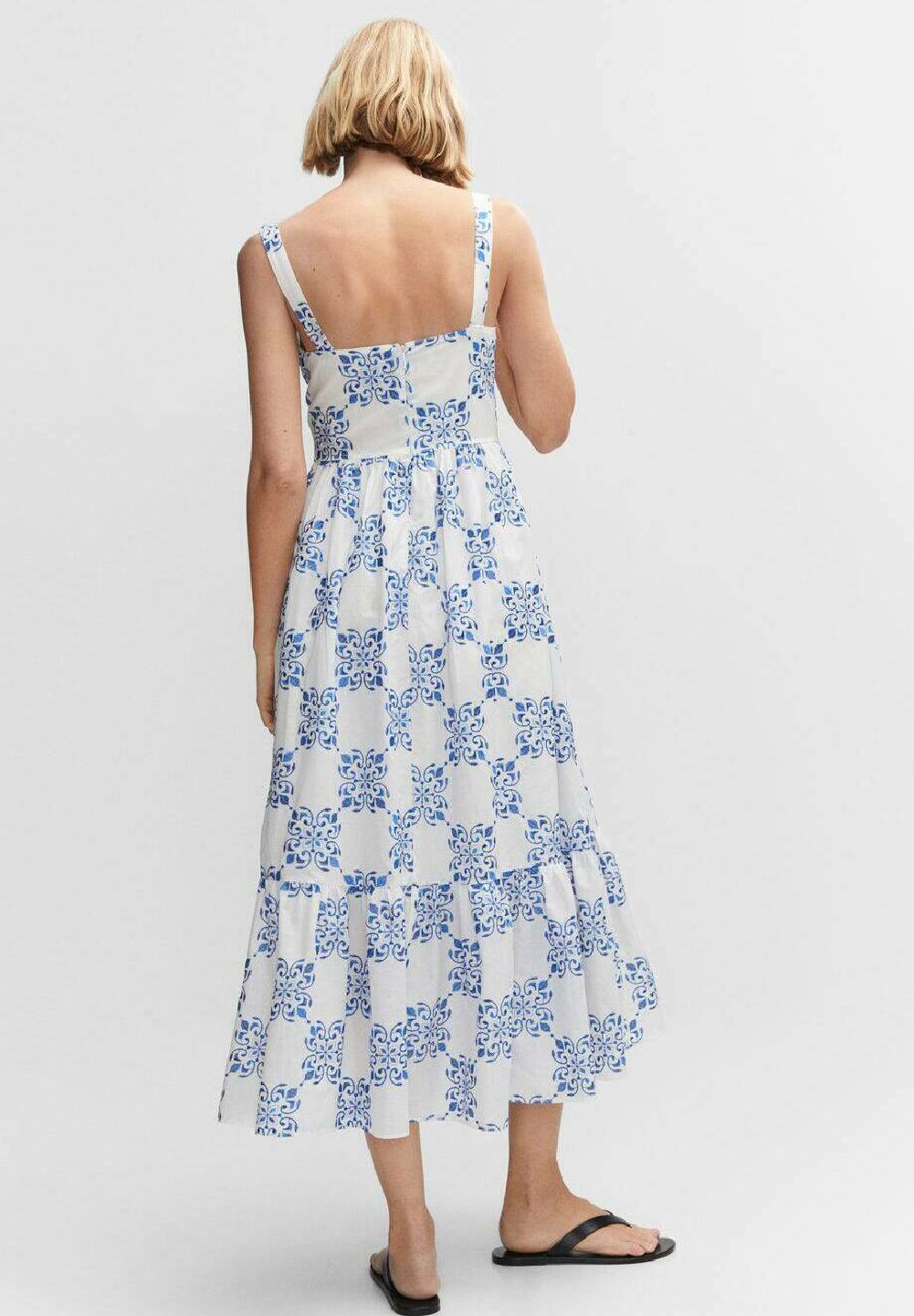 Mango kleid blau weiß Clearance